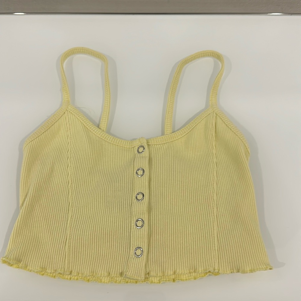 BERSHKA textured yellow tank top size xs